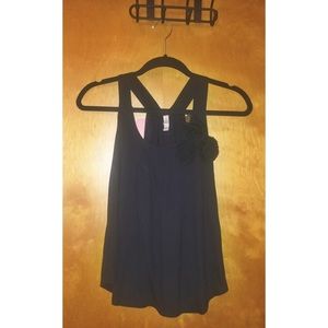 Black Tank with Floral Detail